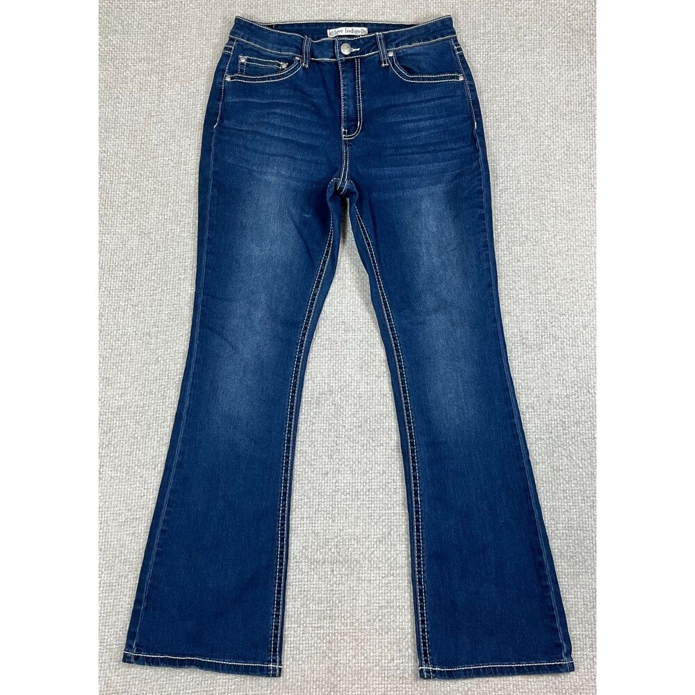 Love Indigo Jeans Women's 12 Bootcut Stretch Blue Denim Mid Rise Dark Wash